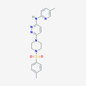 molecular formula C21H24N6O2S B5461882 6-{4-[(4-methylphenyl)sulfonyl]-1-piperazinyl}-N-(5-methyl-2-pyridinyl)-3-pyridazinamine 