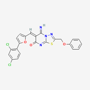 molecular formula C23H14Cl2N4O3S B5461886 6-{[5-(2,4-dichlorophenyl)-2-furyl]methylene}-5-imino-2-(phenoxymethyl)-5,6-dihydro-7H-[1,3,4]thiadiazolo[3,2-a]pyrimidin-7-one 