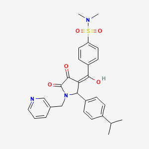 molecular formula C28H29N3O5S B5461900 4-{[4-hydroxy-2-(4-isopropylphenyl)-5-oxo-1-(3-pyridinylmethyl)-2,5-dihydro-1H-pyrrol-3-yl]carbonyl}-N,N-dimethylbenzenesulfonamide 