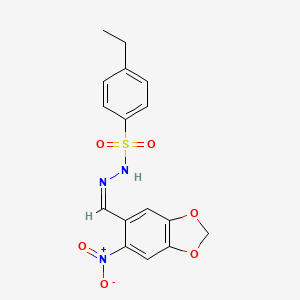 molecular formula C16H15N3O6S B5461982 4-ethyl-N'-[(6-nitro-1,3-benzodioxol-5-yl)methylene]benzenesulfonohydrazide 