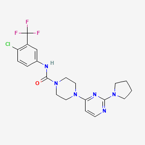 molecular formula C20H22ClF3N6O B5461987 N-[4-chloro-3-(trifluoromethyl)phenyl]-4-[2-(1-pyrrolidinyl)-4-pyrimidinyl]-1-piperazinecarboxamide 