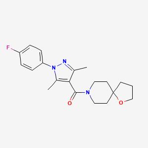 molecular formula C20H24FN3O2 B5462005 8-{[1-(4-fluorophenyl)-3,5-dimethyl-1H-pyrazol-4-yl]carbonyl}-1-oxa-8-azaspiro[4.5]decane 