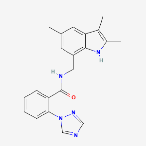 2-(1H-1,2,4-triazol-1-yl)-N-[(2,3,5-trimethyl-1H-indol-7-yl)methyl]benzamide