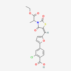 molecular formula C20H16ClNO7S B5462061 2-chloro-4-(5-{[3-(2-ethoxy-1-methyl-2-oxoethyl)-2,4-dioxo-1,3-thiazolidin-5-ylidene]methyl}-2-furyl)benzoic acid 