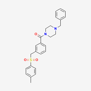 molecular formula C26H28N2O3S B5462125 1-benzyl-4-(3-{[(4-methylphenyl)sulfonyl]methyl}benzoyl)piperazine 