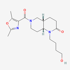 molecular formula C18H27N3O4 B5462139 (4aS*,8aR*)-6-[(2,5-dimethyl-1,3-oxazol-4-yl)carbonyl]-1-(4-hydroxybutyl)octahydro-1,6-naphthyridin-2(1H)-one 