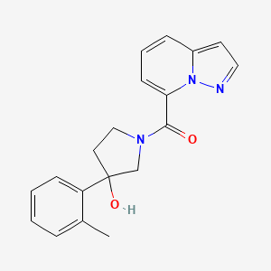 molecular formula C19H19N3O2 B5462165 3-(2-methylphenyl)-1-(pyrazolo[1,5-a]pyridin-7-ylcarbonyl)pyrrolidin-3-ol 