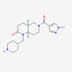 molecular formula C19H29N5O2 B5462184 rel-(4aS,8aR)-6-[(1-methyl-1H-pyrazol-4-yl)carbonyl]-1-(4-piperidinylmethyl)octahydro-1,6-naphthyridin-2(1H)-one hydrochloride 