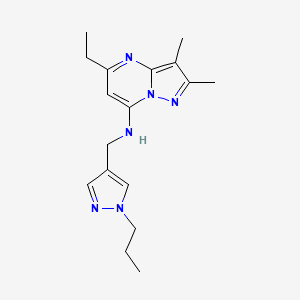 molecular formula C17H24N6 B5462218 5-ethyl-2,3-dimethyl-N-[(1-propyl-1H-pyrazol-4-yl)methyl]pyrazolo[1,5-a]pyrimidin-7-amine 