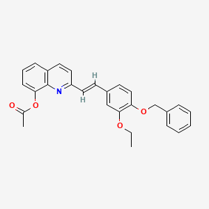 molecular formula C28H25NO4 B5462231 2-{2-[4-(benzyloxy)-3-ethoxyphenyl]vinyl}-8-quinolinyl acetate 