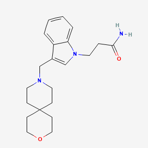 molecular formula C21H29N3O2 B5462282 3-[3-(3-oxa-9-azaspiro[5.5]undec-9-ylmethyl)-1H-indol-1-yl]propanamide 
