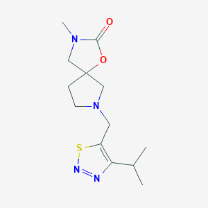 molecular formula C13H20N4O2S B5462305 7-[(4-isopropyl-1,2,3-thiadiazol-5-yl)methyl]-3-methyl-1-oxa-3,7-diazaspiro[4.4]nonan-2-one 