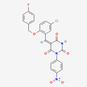 molecular formula C24H15ClFN3O6 B5462342 5-{5-chloro-2-[(4-fluorobenzyl)oxy]benzylidene}-1-(4-nitrophenyl)-2,4,6(1H,3H,5H)-pyrimidinetrione 