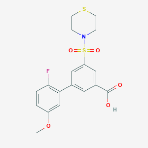 molecular formula C18H18FNO5S2 B5462345 2'-fluoro-5'-methoxy-5-(thiomorpholin-4-ylsulfonyl)biphenyl-3-carboxylic acid 