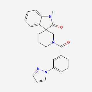 molecular formula C22H20N4O2 B5462352 1'-[3-(1H-pyrazol-1-yl)benzoyl]spiro[indole-3,3'-piperidin]-2(1H)-one 