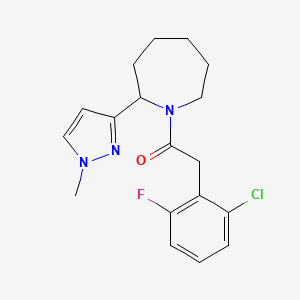 molecular formula C18H21ClFN3O B5462405 1-[(2-chloro-6-fluorophenyl)acetyl]-2-(1-methyl-1H-pyrazol-3-yl)azepane 