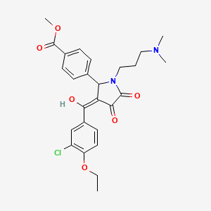 molecular formula C26H29ClN2O6 B5462432 methyl 4-[(3E)-3-[(3-chloro-4-ethoxyphenyl)-hydroxymethylidene]-1-[3-(dimethylamino)propyl]-4,5-dioxopyrrolidin-2-yl]benzoate 