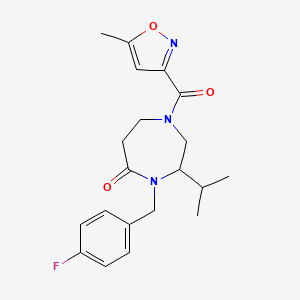 molecular formula C20H24FN3O3 B5462444 4-(4-fluorobenzyl)-3-isopropyl-1-[(5-methylisoxazol-3-yl)carbonyl]-1,4-diazepan-5-one 