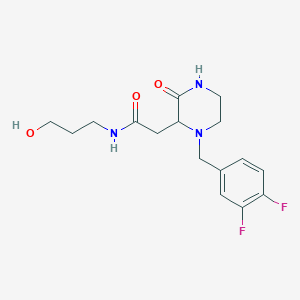 molecular formula C16H21F2N3O3 B5462536 2-[1-(3,4-difluorobenzyl)-3-oxo-2-piperazinyl]-N-(3-hydroxypropyl)acetamide 