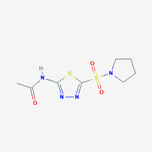 molecular formula C8H12N4O3S2 B5462566 N-[5-(1-pyrrolidinylsulfonyl)-1,3,4-thiadiazol-2-yl]acetamide 