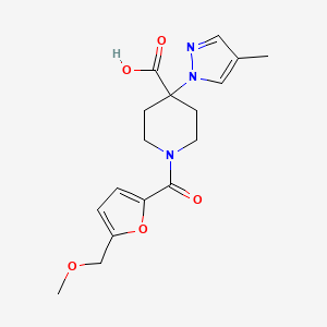 molecular formula C17H21N3O5 B5462640 1-[5-(methoxymethyl)-2-furoyl]-4-(4-methyl-1H-pyrazol-1-yl)piperidine-4-carboxylic acid 
