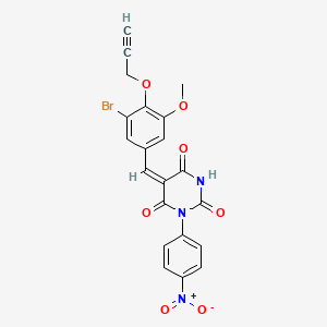 molecular formula C21H14BrN3O7 B5462642 5-[3-bromo-5-methoxy-4-(2-propyn-1-yloxy)benzylidene]-1-(4-nitrophenyl)-2,4,6(1H,3H,5H)-pyrimidinetrione 