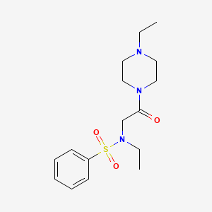 molecular formula C16H25N3O3S B5462698 N-ethyl-N-[2-(4-ethyl-1-piperazinyl)-2-oxoethyl]benzenesulfonamide 