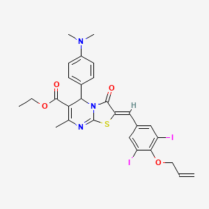 molecular formula C28H27I2N3O4S B5462715 ethyl 2-[4-(allyloxy)-3,5-diiodobenzylidene]-5-[4-(dimethylamino)phenyl]-7-methyl-3-oxo-2,3-dihydro-5H-[1,3]thiazolo[3,2-a]pyrimidine-6-carboxylate 