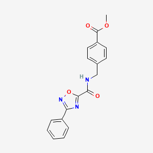 molecular formula C18H15N3O4 B5462816 methyl 4-({[(3-phenyl-1,2,4-oxadiazol-5-yl)carbonyl]amino}methyl)benzoate 