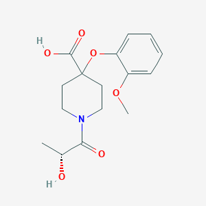molecular formula C16H21NO6 B5462822 1-[(2R)-2-hydroxypropanoyl]-4-(2-methoxyphenoxy)-4-piperidinecarboxylic acid 