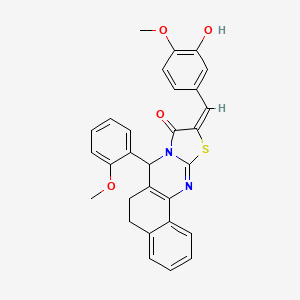 10-(3-hydroxy-4-methoxybenzylidene)-7-(2-methoxyphenyl)-5,7-dihydro-6H-benzo[h][1,3]thiazolo[2,3-b]quinazolin-9(10H)-one