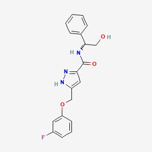 5-[(3-fluorophenoxy)methyl]-N-[(1R)-2-hydroxy-1-phenylethyl]-1H-pyrazole-3-carboxamide