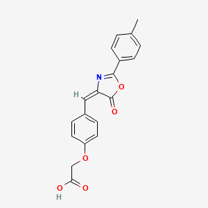 molecular formula C19H15NO5 B5462954 (4-{[2-(4-methylphenyl)-5-oxo-1,3-oxazol-4(5H)-ylidene]methyl}phenoxy)acetic acid 