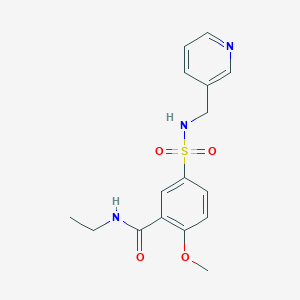 molecular formula C16H19N3O4S B5462991 N-ethyl-2-methoxy-5-{[(3-pyridinylmethyl)amino]sulfonyl}benzamide 
