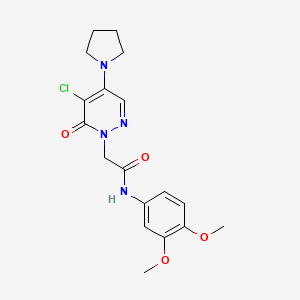 molecular formula C18H21ClN4O4 B5463002 2-[5-chloro-6-oxo-4-(1-pyrrolidinyl)-1(6H)-pyridazinyl]-N-(3,4-dimethoxyphenyl)acetamide 