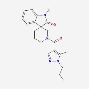 molecular formula C21H26N4O2 B5463055 1-methyl-1'-[(5-methyl-1-propyl-1H-pyrazol-4-yl)carbonyl]spiro[indole-3,3'-piperidin]-2(1H)-one 