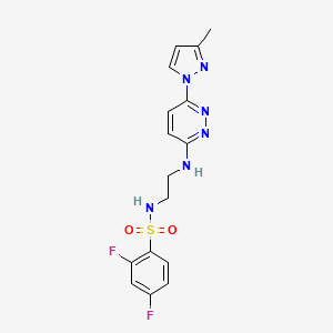 molecular formula C16H16F2N6O2S B5463177 2,4-difluoro-N-(2-{[6-(3-methyl-1H-pyrazol-1-yl)-3-pyridazinyl]amino}ethyl)benzenesulfonamide 
