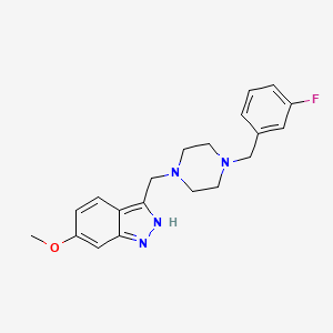 molecular formula C20H23FN4O B5463188 3-{[4-(3-fluorobenzyl)-1-piperazinyl]methyl}-6-methoxy-1H-indazole 