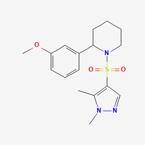 molecular formula C17H23N3O3S B5463271 1-[(1,5-dimethyl-1H-pyrazol-4-yl)sulfonyl]-2-(3-methoxyphenyl)piperidine 