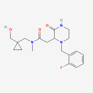 molecular formula C19H26FN3O3 B5463348 2-[1-(2-fluorobenzyl)-3-oxo-2-piperazinyl]-N-{[1-(hydroxymethyl)cyclopropyl]methyl}-N-methylacetamide 