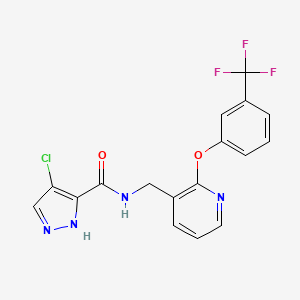 molecular formula C17H12ClF3N4O2 B5463372 4-chloro-N-({2-[3-(trifluoromethyl)phenoxy]pyridin-3-yl}methyl)-1H-pyrazole-3-carboxamide 