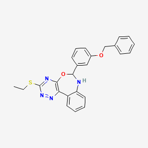 molecular formula C25H22N4O2S B5463456 6-[3-(benzyloxy)phenyl]-3-(ethylthio)-6,7-dihydro[1,2,4]triazino[5,6-d][3,1]benzoxazepine 