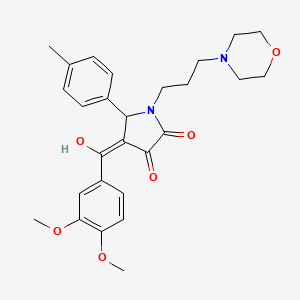 molecular formula C27H32N2O6 B5463543 4-(3,4-dimethoxybenzoyl)-3-hydroxy-5-(4-methylphenyl)-1-[3-(4-morpholinyl)propyl]-1,5-dihydro-2H-pyrrol-2-one 