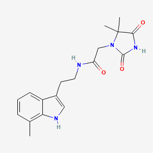 molecular formula C18H22N4O3 B5463679 2-(5,5-dimethyl-2,4-dioxoimidazolidin-1-yl)-N-[2-(7-methyl-1H-indol-3-yl)ethyl]acetamide 