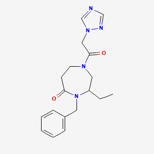 4-benzyl-3-ethyl-1-(1H-1,2,4-triazol-1-ylacetyl)-1,4-diazepan-5-one
