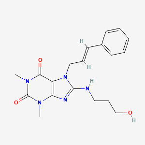 molecular formula C19H23N5O3 B5463704 8-[(3-hydroxypropyl)amino]-1,3-dimethyl-7-(3-phenyl-2-propen-1-yl)-3,7-dihydro-1H-purine-2,6-dione 