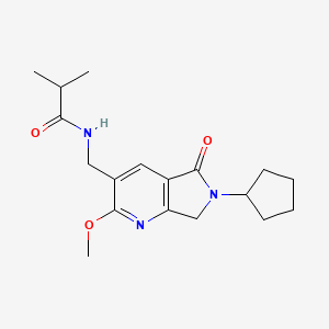 molecular formula C18H25N3O3 B5463715 N-[(6-cyclopentyl-2-methoxy-5-oxo-6,7-dihydro-5H-pyrrolo[3,4-b]pyridin-3-yl)methyl]-2-methylpropanamide 
