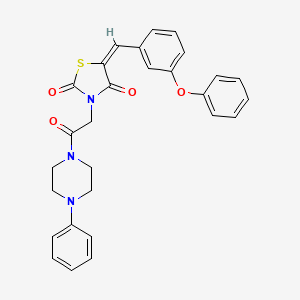 molecular formula C28H25N3O4S B5463761 3-[2-oxo-2-(4-phenyl-1-piperazinyl)ethyl]-5-(3-phenoxybenzylidene)-1,3-thiazolidine-2,4-dione 