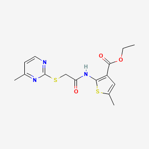 molecular formula C15H17N3O3S2 B5463772 ethyl 5-methyl-2-({[(4-methyl-2-pyrimidinyl)thio]acetyl}amino)-3-thiophenecarboxylate 