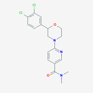molecular formula C18H19Cl2N3O2 B5463775 6-[2-(3,4-dichlorophenyl)morpholin-4-yl]-N,N-dimethylnicotinamide 